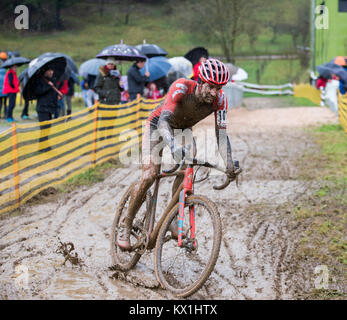 Abadiano, Spagna. 06 gen 2018. (101) Aitor Hernandez durante il Bizkaia campionato ciclocross, UCI C2 categoria a Abadiano, nella Spagna settentrionale, Sabato, Gennaio, 06, 2018. Credito: Gtres Información más Comuniación on line, S.L./Alamy Live News Foto Stock