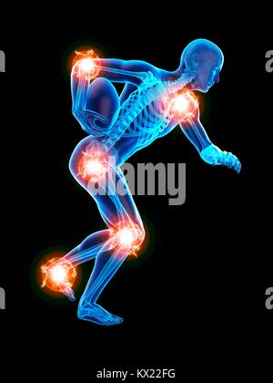 Giocatore di rugby delle articolazioni, illustrazione. Foto Stock