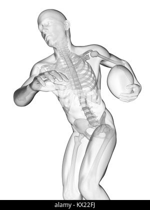 Giocatore di rugby del sistema scheletrico, illustrazione. Foto Stock
