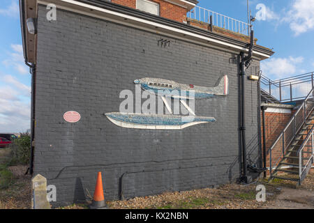 Il Supermarine S.6B,murale di Ken sanguisuga, 1081 Calshot, Hampshire, Inghilterra, Regno Unito - forerunner di Spitfire Foto Stock