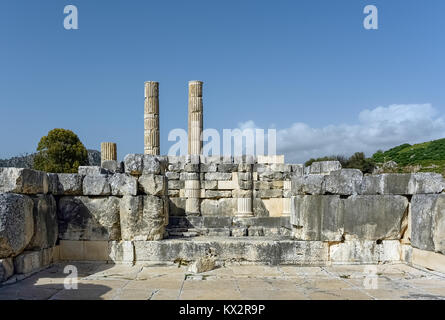 Le rovine di un tempio nel santuario Letoon vicino Xanthos nella Turchia meridionale Foto Stock