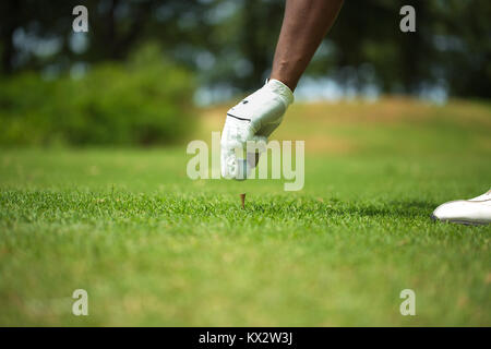 African American uomo giocando a golf. Foto Stock