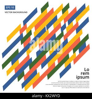 Design minimalista, concetto creativo, moderno diagonal sfondo astratto elemento geometrico. Blu, giallo, verde e arancione linee diagonali e triangoli Illustrazione Vettoriale