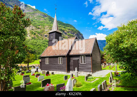 Flam Chiesa o Flam Kyrkje è una chiesa parrocchiale di Flam, Sognefjord in Norvegia Foto Stock