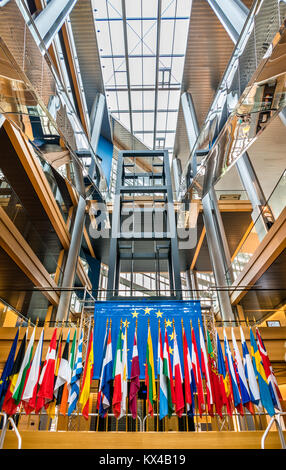 La sala stampa del Parlamento europeo a Strasburgo, Francia Foto Stock