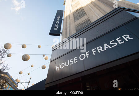 Una vista generale della House of Fraser su Oxford Street, Londra centrale. Foto Stock