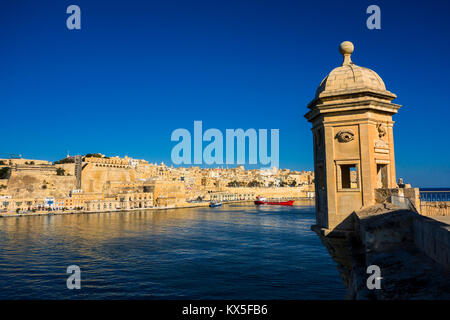 La Guardiola e Grand Harbour Valletta, capitale europea della cultura nel 2018, Malta, Europa Foto Stock