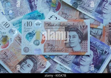 Il nuovo 2017 Bank of England nuovi dieci pound nota, dotate di Jane Austen Foto Stock