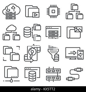 Insieme di dati correlati di gestione linea del vettore delle icone Illustrazione Vettoriale