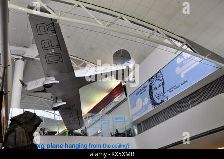 Jean Batten's Percival gabbiano con cui ella ha volato da Inghilterra in Nuova Zelanda nel 1936, tenendo poco più di undici giorni. Visualizzato in aeroporto di Auckland Foto Stock