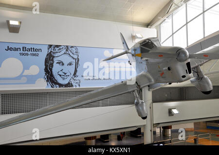 Jean Batten's Percival gabbiano con cui ella ha volato da Inghilterra in Nuova Zelanda nel 1936, tenendo poco più di undici giorni. Visualizzato in aeroporto di Auckland Foto Stock