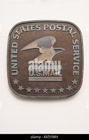 PARK CITY, Utah - agosto 08: servizio postale degli Stati Uniti (USPS) segno metallico su una parete di Park City, 8 Agosto 2012 Foto Stock