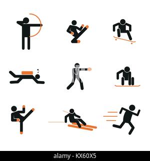 Semplice Sport simbolo astratto illustrazione vettoriale Graphic Design Set Illustrazione Vettoriale