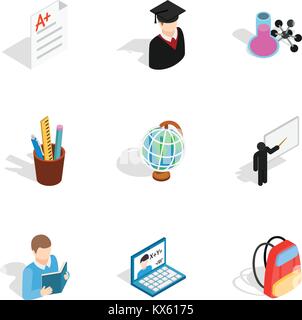 Icone di cancelleria isometrica 3d style Illustrazione Vettoriale