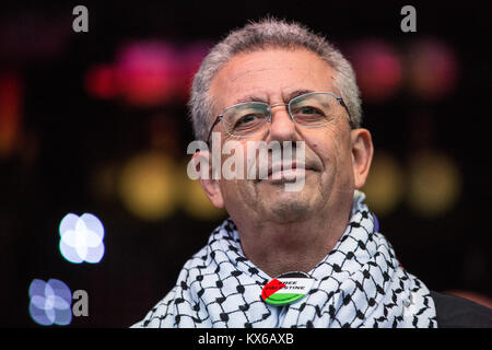 Londra, Regno Unito. 4 Novembre, 2017. Dottor Mustafa Barghouti, uomo politico palestinese e Segretario Generale della Nazionale Palestinese iniziativa, gli indirizzi c Foto Stock