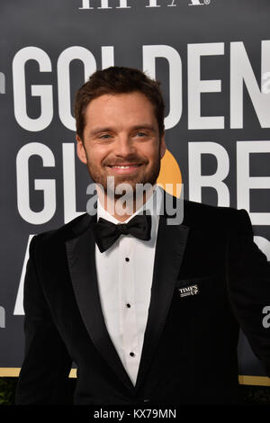 Los Angeles, Stati Uniti d'America. 07Th gen, 2018. Sebastian Stan al settantacinquesimo Annuale di Golden Globe Awards presso il Beverly Hilton Hotel di Beverly Hills Credit: Sarah Stewart/Alamy Live News Foto Stock