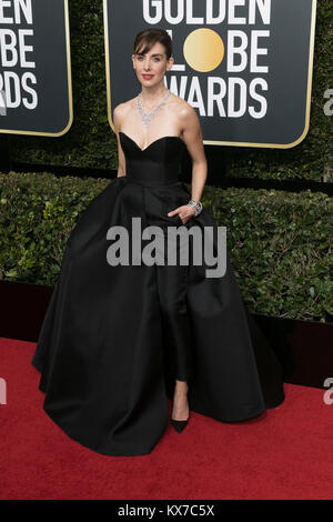 Los Angeles, Stati Uniti d'America. 08 gen 2018. Rachel Brosnahan assiste il settantacinquesimo Annuale di Golden Globe Awards, Golden Globes, presso l'Hotel Beverly Hilton di Beverly Hills, Los Angeles, Stati Uniti d'America, il 07 gennaio 2018. · Nessun filo servizio · Credito: Hubert Boesl/dpa/Alamy Live News Foto Stock