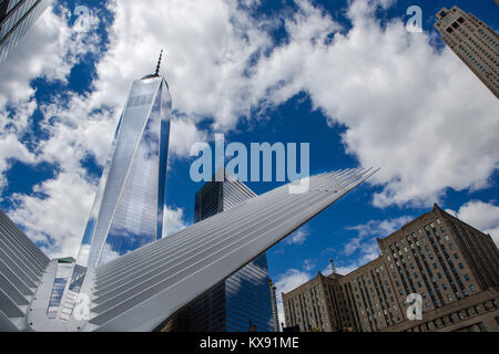 La torre di libertà sopra l'occhio centro, NY Foto Stock