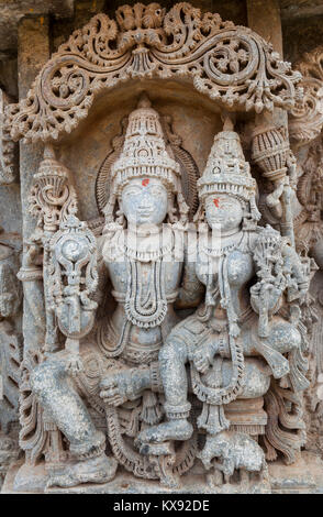 India, Karnataka, Javagal, Lakshminarasimha tempio, dettaglio Foto Stock