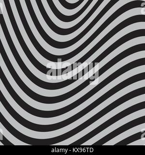 In bianco e nero a strisce astratto dello sfondo. Tecnica ottica 3d illustrazione vettoriale. Illustrazione Vettoriale