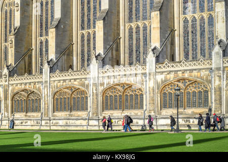 Il sud lato esterno della Cappella del King s College, Università di Cambridge, Inghilterra. Foto Stock