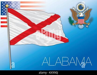 Alabama stato federale bandiera, Stati Uniti Illustrazione Vettoriale