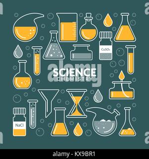 Icone vettoriali su un tema scienza Illustrazione Vettoriale