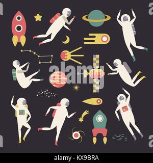 Spazio. Gli oggetti, simboli ed elementi di design Illustrazione Vettoriale