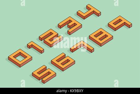 3D a 8 bit dei numeri isometrica Illustrazione Vettoriale