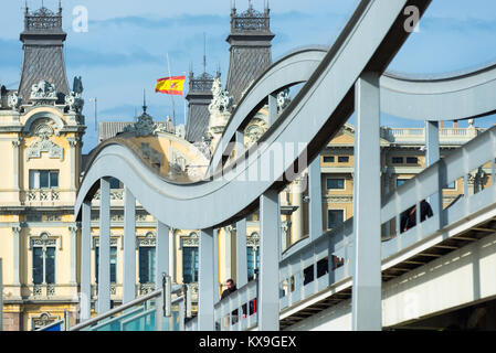 Barcellona, Rambla del Mar passerella nel Port Vell. La Catalogna, Spagna. Foto Stock