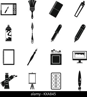 Progettazione e strumenti di disegno di set di icone, stile semplice Illustrazione Vettoriale