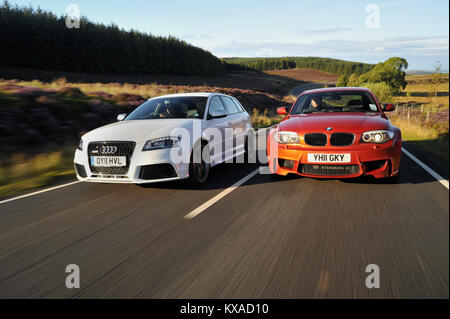 BMW 1M e Audi RS3 guida in triangolo Evo Foto Stock