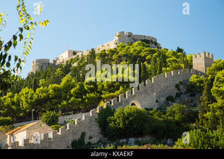 Hvar città vecchia. Isola della Dalmazia, Croazia. Foto Stock