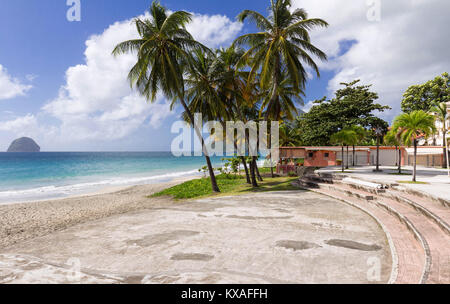 Le palme sulla spiaggia caraibica, Martinica isola. Foto Stock