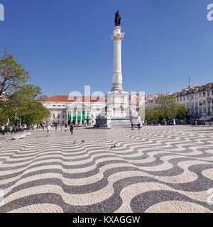 Monumento di Dom Pedro IV,Piazza Rossio, Lisbona, Portogallo Foto Stock