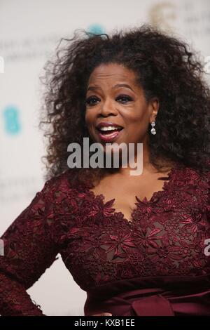 Londra, Gran Bretagna. 16 feb 2014. Noi intrattenitore e attrice Oprah Winfrey pone nella sala stampa del 66 annuale di British Academy Film Awards aka il EE British Academy Film Awards aka Baftas at Royal Opera House di Londra, Gran Bretagna, 16 febbraio 2014. Credito: Hubert Boesl - nessun filo servizio | in tutto il mondo di utilizzo/dpa/Alamy Live News Foto Stock