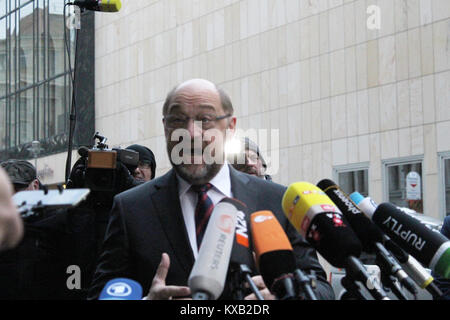 Sondierungsgespräche a Berlino, Germania. Il 9 gennaio, 2018. Foto di "parlare esplorativa", dotate di: Martin Schulz (SPD), Dove: Berlino /Germania, quando: 09.01.2018 Credito: Tahsin Ocak/Alamy Live News Foto Stock