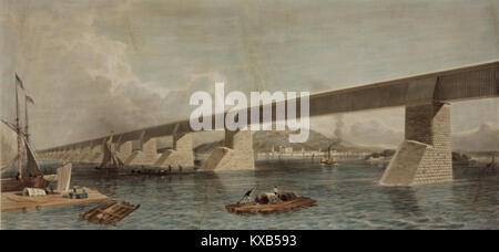 Grand Trunk Railway del Canada, il Ponte Victoria, ora costruendo attraverso il fiume San Lorenzo a Montreal Foto Stock