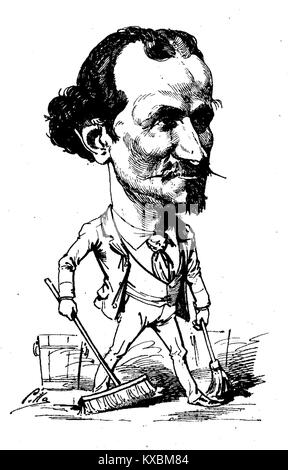 Un'illustrazione del 1884 della rivista spagnola Madrid Cómico di Giorgio Bussato, che mostra arte satirica del XIX secolo che riflette il commento sociale e culturale in Spagna. Foto Stock