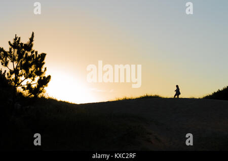 Silhouette sulle dune al Tramonto a Punta del Este, Uruguay Foto Stock