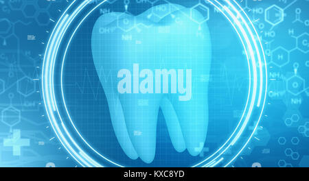 Odontoiatria immagine di sfondo con interfaccia futuristico e Simboli medici Foto Stock