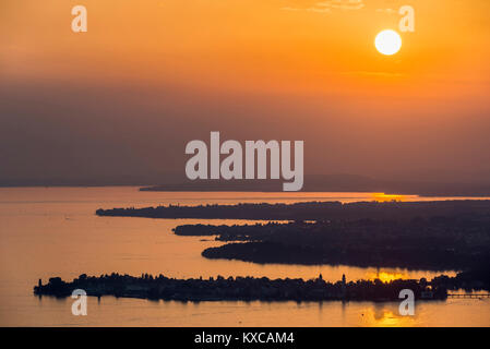 Austria, Bregenz, il lago di Costanza, vista su Lindau Foto Stock