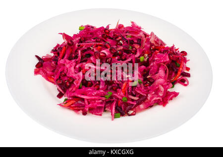 Con insalata di bietole, verze, carote e melograno Foto Stock