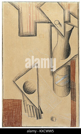 Un'opera d'arte di natura morta intitolata "Bodegón", che presenta una disposizione di oggetti comunemente usati nelle tradizionali composizioni di natura morta, enfatizzando forma, luce e consistenza. Foto Stock