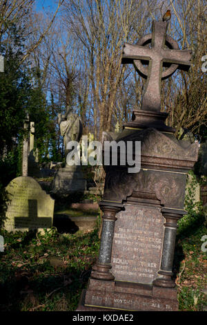 Lapidi presso il cimitero di Highgate a Londra,UK Foto Stock