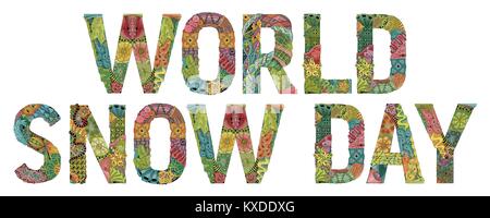 Dipinte a mano e art design. Disegnata a mano illustrazione mondo snow day per t-shirt e altre decorazioni Illustrazione Vettoriale