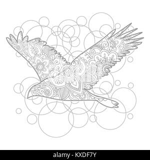 Disegnata a mano doodle animale adulto paisley di rilascio stress pagina colorazione vettore zentangle Foto Stock