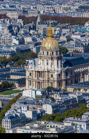 Vista da sopra su Hôtel des Invalides, Parigi, Francia Foto Stock