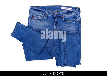 Jeans su uno sfondo bianco. Foto Stock