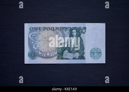 Banca d'Inghilterra £1 nota ritirati dalla circolazione nel 1988 e sostituita da una libbra di moneta Foto Stock
